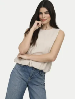 ONLY Top Aris 15364287 Beżowy Loose Fit