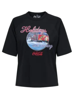 ONLY T-Shirt Coca Cola 15355794 Czarny Regular Fit