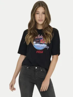 ONLY T-Shirt Coca Cola 15355794 Czarny Regular Fit