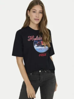 ONLY T-Shirt Coca Cola 15355794 Czarny Regular Fit