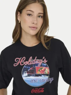 ONLY T-Shirt Coca Cola 15355794 Czarny Regular Fit