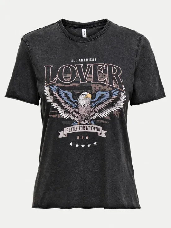 ONLY T-Shirt Lucy 15215721 Czarny Regular Fit