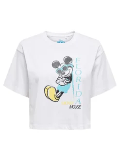 ONLY T-Shirt Mickey Minnie 15348126 Biały Regular Fit