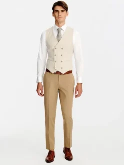 Pako Lorente Kamizelka garniturowa P26SF-8X-013 Beżowy Slim Fit