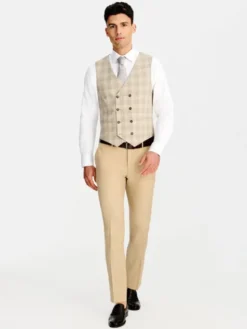 Pako Lorente Kamizelka garniturowa P26SF-8X-012 Beżowy Slim Fit