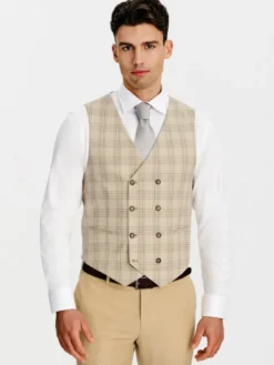 Pako Lorente Kamizelka garniturowa P26SF-8X-012 Beżowy Slim Fit