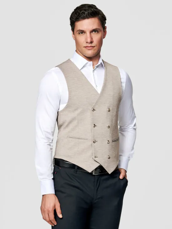 Pako Lorente Kamizelka P26SF-8X-007 Beżowy Slim Fit