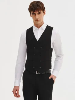Pako Lorente Kamizelka P25SF-8X-005 Czarny Slim Fit
