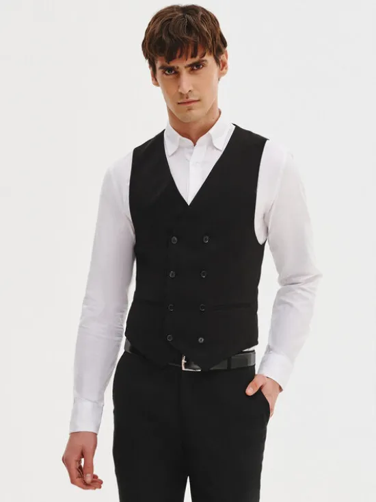 Pako Lorente Kamizelka P25SF-8X-005 Czarny Slim Fit