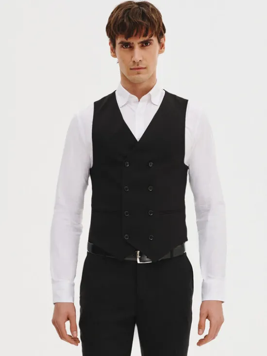 Pako Lorente Kamizelka P25SF-8X-005 Czarny Slim Fit