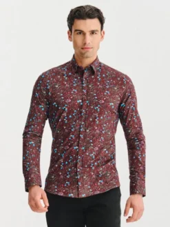 Pako Lorente Koszula P25WF-1X-046 Bordowy Slim Fit