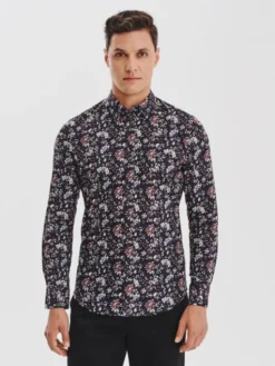 Pako Lorente Koszula P25WF-1X-055 Granatowy Slim Fit