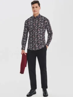 Pako Lorente Koszula P25WF-1X-055 Granatowy Slim Fit