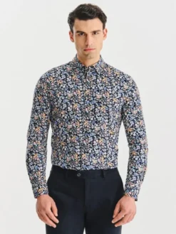 Pako Lorente Koszula P25WN-1X-037 Granatowy Slim Fit