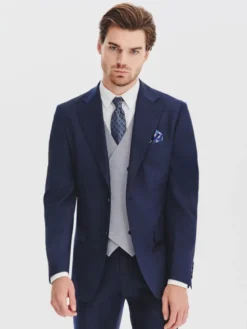 Pako Lorente Marynarka P25WF-3G-005 Granatowy Super Slim Fit