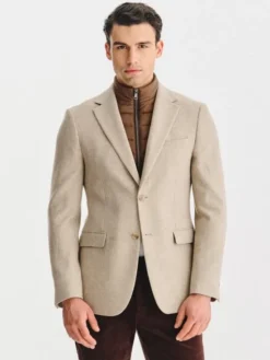 Pako Lorente Marynarka P25WF-3X-011 Beżowy Classic Fit
