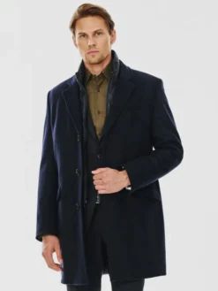 Pako Lorente Płaszcz P24WF-7X-009 Granatowy Classic Fit