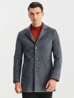 Pako Lorente Płaszcz wełniany P25WF-7X-020 Szary Classic Fit
