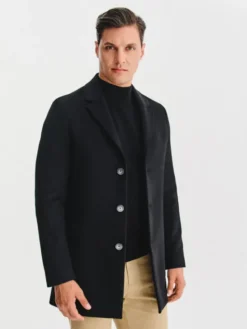 Pako Lorente Płaszcz wełniany P25WF-7X-020 Czarny Classic Fit