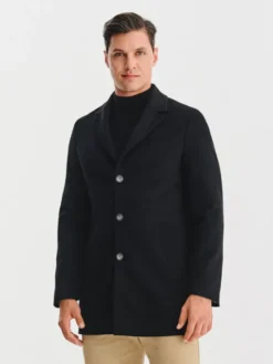 Pako Lorente Płaszcz wełniany P25WF-7X-020 Czarny Classic Fit