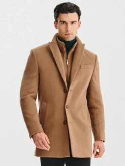 Pako Lorente Płaszcz zimowy P25WF-7X-018 Beżowy Classic Fit
