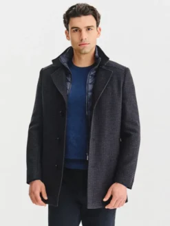 Pako Lorente Płaszcz zimowy P25WF-7X-009 Granatowy Classic Fit