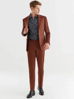 Pako Lorente Spodnie garniturowe P22WF-6G-040 Brązowy Slim Fit