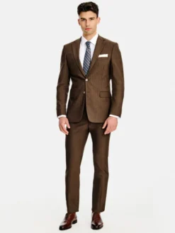 Pako Lorente Spodnie garniturowe P26SF-6G-033 Brązowy Slim Fit