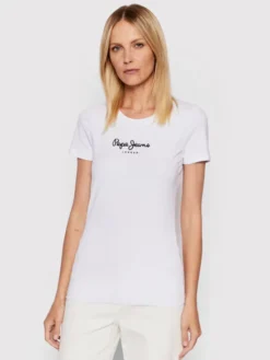 Pepe Jeans T-Shirt New Virgina PL505202 Biały Slim Fit