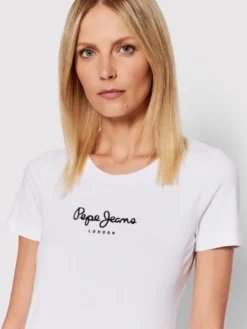 Pepe Jeans T-Shirt New Virgina PL505202 Biały Slim Fit