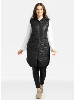 Perso Bezrękawnik BLE230000F Czarny Regular Fit