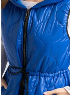 Perso Bezrękawnik pikowana z troczkami Niebieski Slim Fit