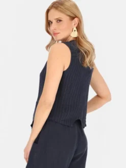 Perso Kamizelka CHCE255487F Granatowy Regular Fit