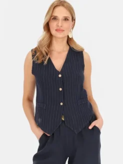 Perso Kamizelka CHCE255487F Granatowy Regular Fit