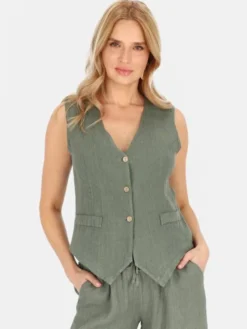 Perso Kamizelka CHCE255487F Khaki Regular Fit