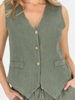 Perso Kamizelka CHCE255487F Khaki Regular Fit