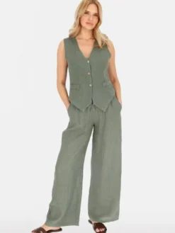 Perso Kamizelka CHCE255487F Khaki Regular Fit