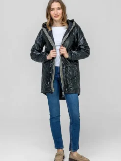 Perso Płaszcz przejściowy BLE238787F Czarny Regular Fit