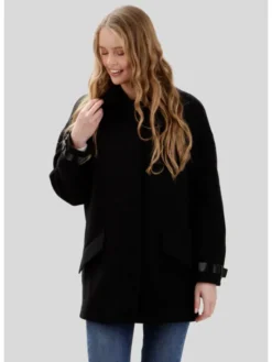 Perso Płaszcz przejściowy MAH511111F Czarny Regular Fit