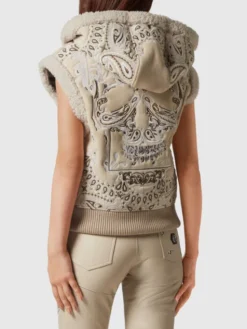 PHILIPP PLEIN Bezrękawnik 6787 Beżowy Short Fit