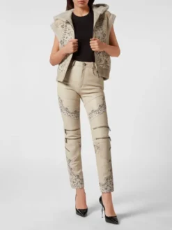 PHILIPP PLEIN Bezrękawnik 6787 Beżowy Short Fit
