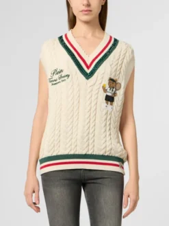 PHILIPP PLEIN Bezrękawnik 30499 Biały Regular Fit