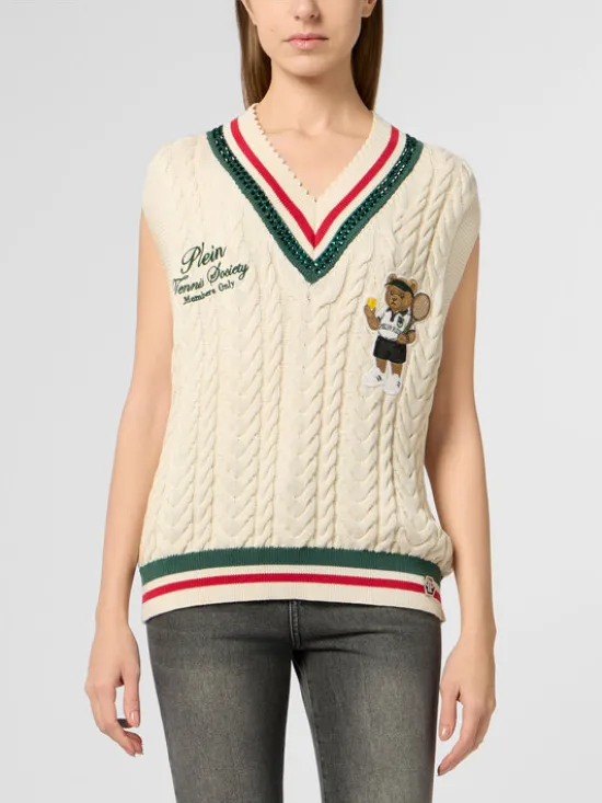 PHILIPP PLEIN Bezrękawnik 30499 Biały Regular Fit