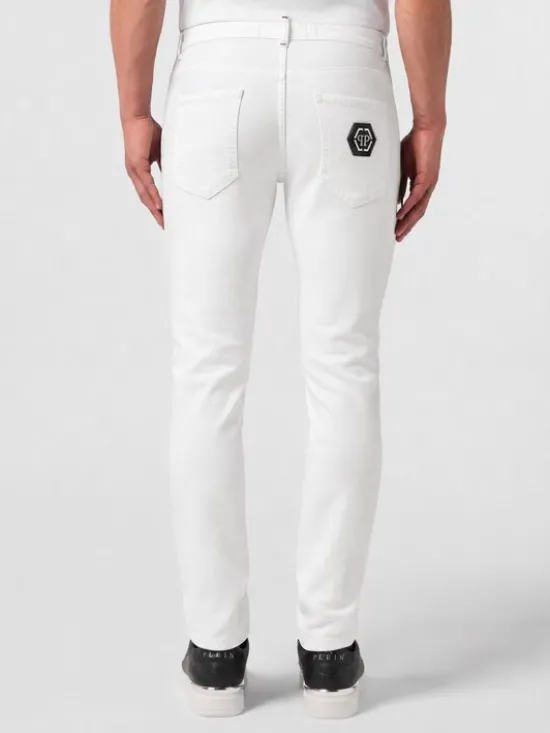PHILIPP PLEIN Jeansy 31792 Biały Skinny Fit