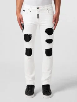 PHILIPP PLEIN Jeansy 31792 Biały Skinny Fit