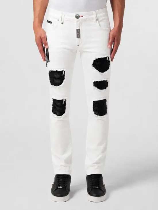 PHILIPP PLEIN Jeansy 31792 Biały Skinny Fit