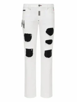 PHILIPP PLEIN Jeansy 31792 Biały Skinny Fit