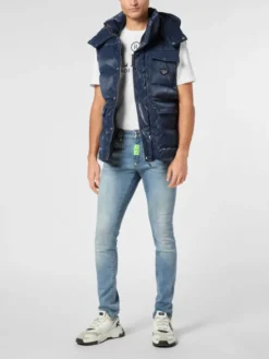 PHILIPP PLEIN Kamizelka 22887 Błękitny Regular Fit