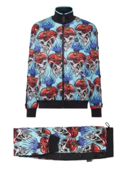 PHILIPP PLEIN Komplet top i spodnie 2771 Turkusowy Regular Fit