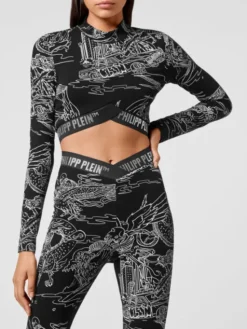 PHILIPP PLEIN Koszulka techniczna 3931 Czarny Jogger Fit